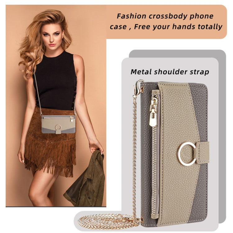 For Sharp Aquos wish4 Crossbody Litchi Texture Leather Phone Case(Grey) - More Brand by PMC TechLife | Online Shopping South Africa | PMC TechLife | Buy Now Pay Later Mobicred