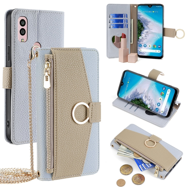 For Kyocera Android One S10 Crossbody Litchi Texture Leather Phone Case(Blue) - More Brand by PMC TechLife | Online Shopping South Africa | PMC TechLife | Buy Now Pay Later Mobicred
