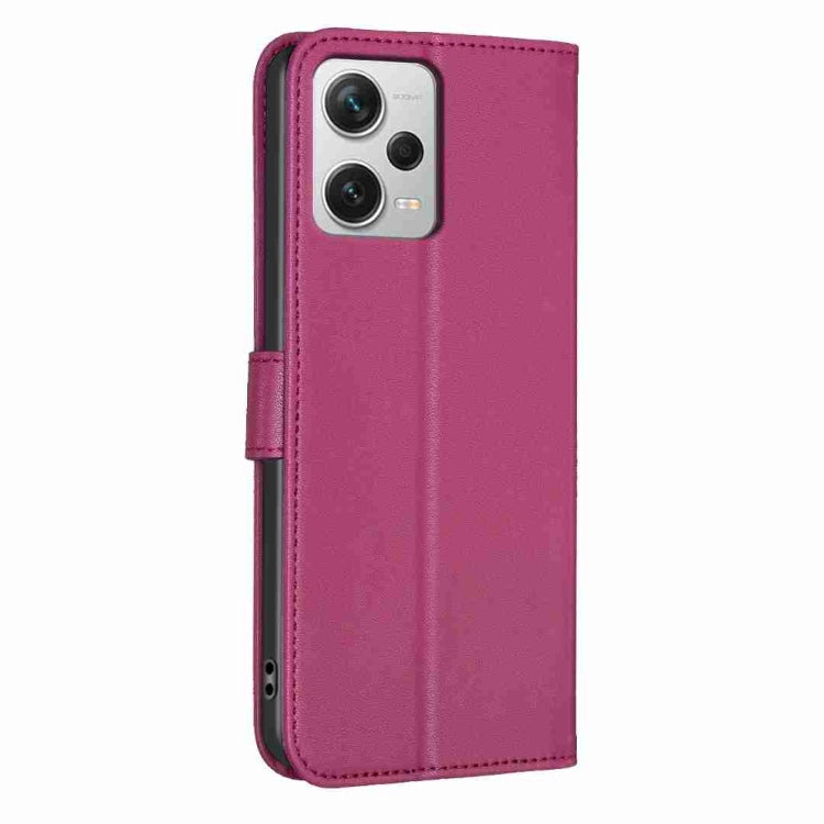 For Xiaomi Redmi Note 12 Pro+ 5G Global Four-leaf Embossed Leather Phone Case(Rose Red) - Xiaomi Cases by PMC TechLife | Online Shopping South Africa | PMC TechLife | Buy Now Pay Later Mobicred