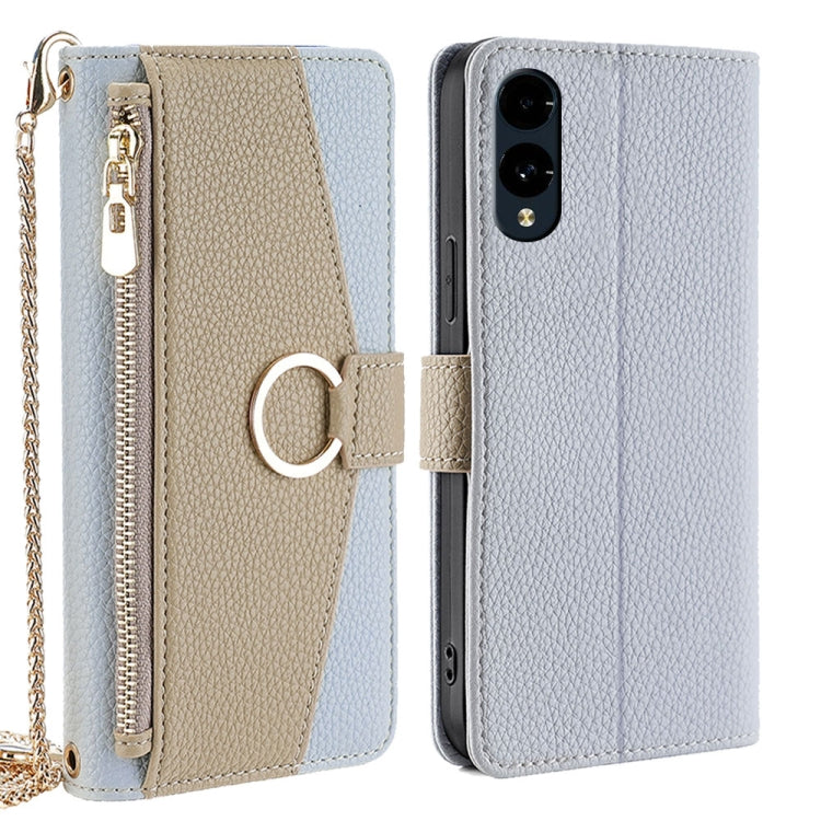 For Fujitsu Arrows We2 Crossbody Litchi Texture Leather Phone Case(Blue) - More Brand by PMC TechLife | Online Shopping South Africa | PMC TechLife | Buy Now Pay Later Mobicred
