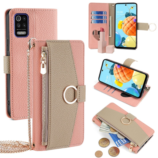 For LG K52 Crossbody Litchi Texture Leather Phone Case(Pink) - LG by PMC Jewellery | Online Shopping South Africa | PMC Jewellery | Buy Now Pay Later Mobicred