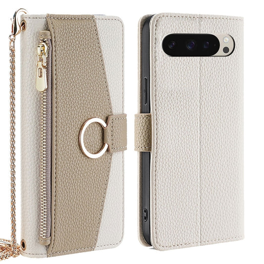 For Google Pixel 9 Crossbody Litchi Texture Leather Phone Case(White) - Google Cases by PMC Jewellery | Online Shopping South Africa | PMC Jewellery | Buy Now Pay Later Mobicred