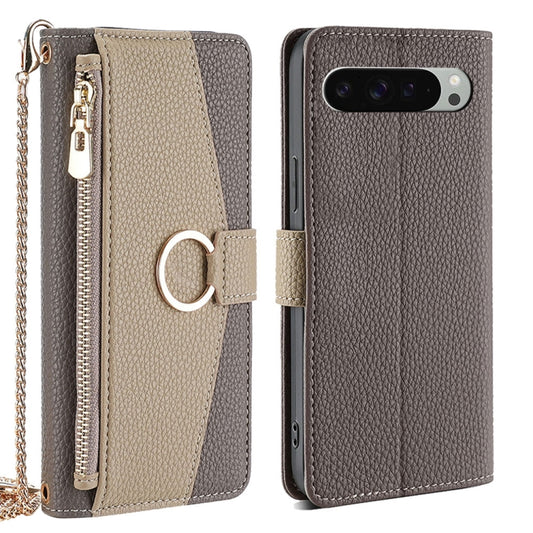 For Google Pixel 9 Pro XL Crossbody Litchi Texture Leather Phone Case(Grey) - Google Cases by PMC Jewellery | Online Shopping South Africa | PMC Jewellery | Buy Now Pay Later Mobicred