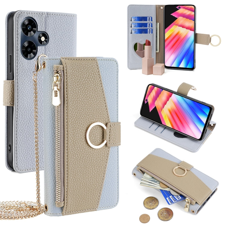 For Infinix Hot 30 4G Crossbody Litchi Texture Leather Phone Case(Blue) - Infinix Cases by PMC TechLife | Online Shopping South Africa | PMC TechLife | Buy Now Pay Later Mobicred
