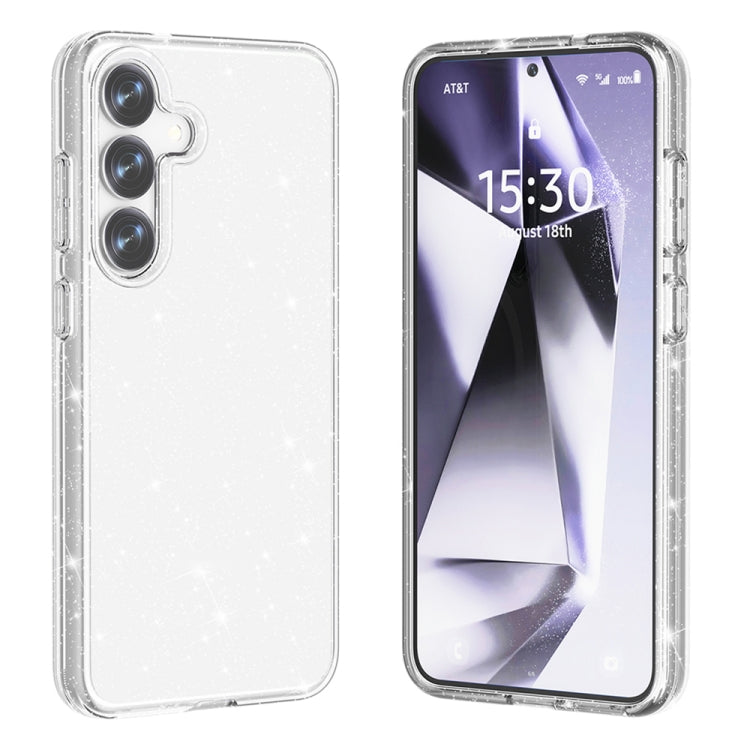 For Samsung Galaxy S25+ 5G Shockproof Terminator Glitter Powder Phone Case(White) - free shipping - PMC Jewellery - Order now!