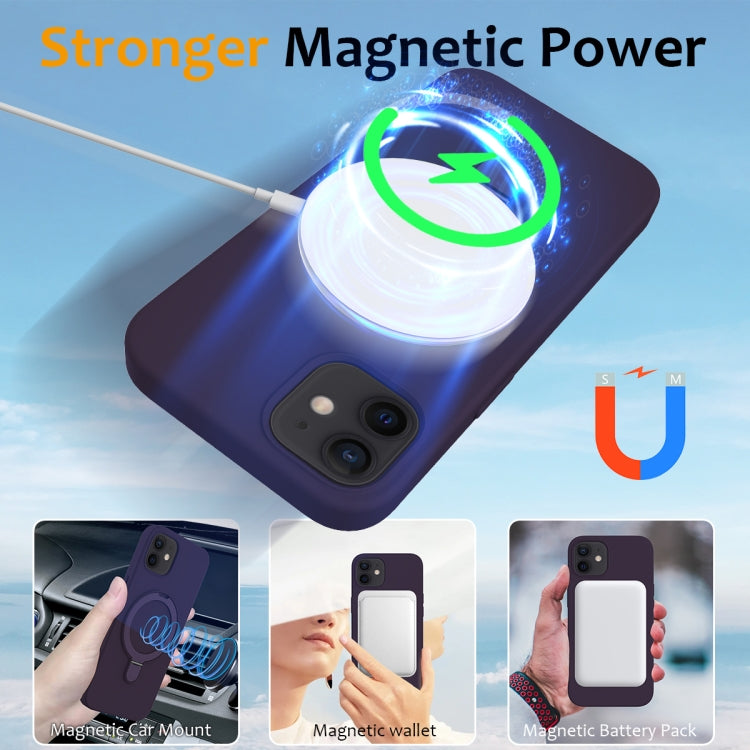 For iPhone 12 MagSafe Magnetic Liquid Silicone Phone Case with Ring Holder(Purple) - iPhone 12 / 12 Pro Cases by PMC Jewellery | Online Shopping South Africa | PMC Jewellery