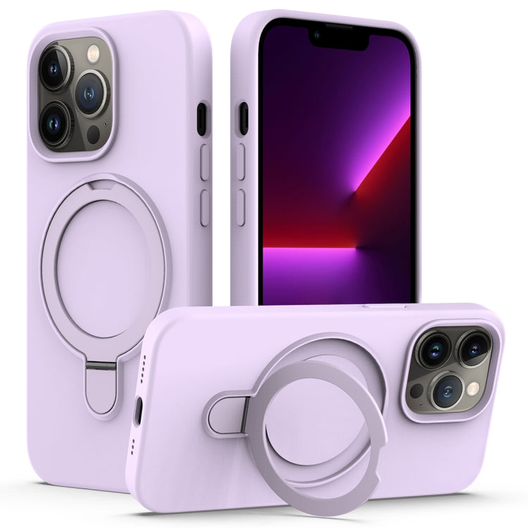 For iPhone 13 Pro MagSafe Magnetic Liquid Silicone Phone Case with Ring Holder(Lilac Purple) - iPhone 13 Pro Cases by PMC Jewellery | Online Shopping South Africa | PMC Jewellery