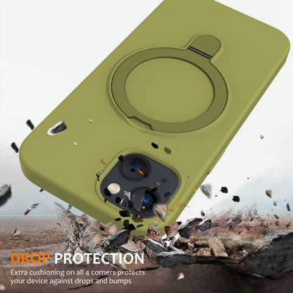 For iPhone 13 MagSafe Magnetic Liquid Silicone Phone Case with Ring Holder(Willow Green) - iPhone 13 Cases by PMC Jewellery | Online Shopping South Africa | PMC Jewellery