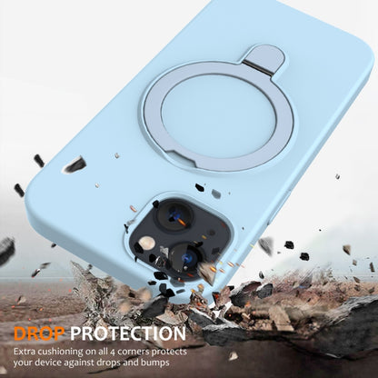 For iPhone 15 Plus MagSafe Magnetic Liquid Silicone Phone Case with Ring Holder(Sky Blue) - iPhone 15 Plus Cases by PMC Jewellery | Online Shopping South Africa | PMC Jewellery