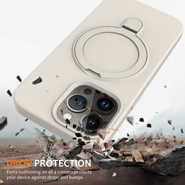 For iPhone 15 Pro MagSafe Magnetic Liquid Silicone Phone Case with Ring Holder(Antique White) - iPhone 15 Pro Cases by PMC TechLife | Online Shopping South Africa | PMC TechLife