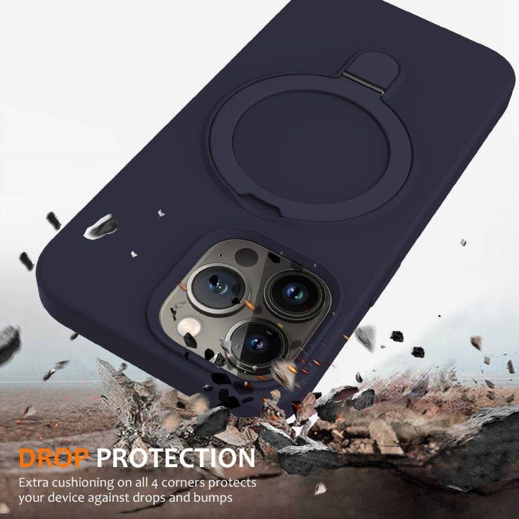 For iPhone 15 Pro MagSafe Magnetic Liquid Silicone Phone Case with Ring Holder(Midnight Blue) - iPhone 15 Pro Cases by PMC TechLife | Online Shopping South Africa | PMC TechLife