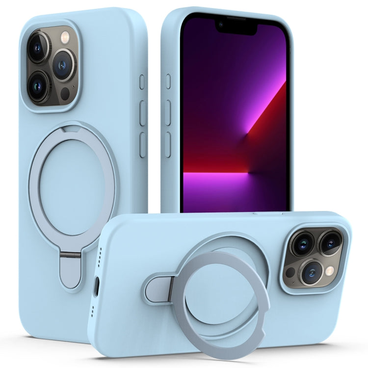 For iPhone 15 Pro MagSafe Magnetic Liquid Silicone Phone Case with Ring Holder(Sky Blue) - iPhone 15 Pro Cases by PMC TechLife | Online Shopping South Africa | PMC TechLife