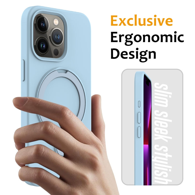 For iPhone 15 Pro MagSafe Magnetic Liquid Silicone Phone Case with Ring Holder(Sky Blue) - iPhone 15 Pro Cases by PMC TechLife | Online Shopping South Africa | PMC TechLife
