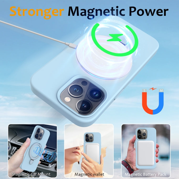 For iPhone 15 Pro MagSafe Magnetic Liquid Silicone Phone Case with Ring Holder(Sky Blue) - iPhone 15 Pro Cases by PMC TechLife | Online Shopping South Africa | PMC TechLife