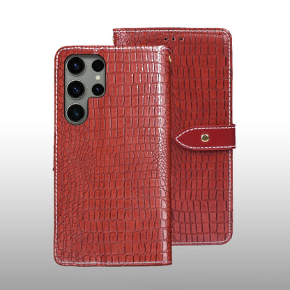 For Samsung Galaxy S24 Ultra 5G idewei Crocodile Texture Leather Phone Case(Red) - Galaxy S24 Ultra 5G Cases by idewei | Online Shopping South Africa | PMC Jewellery | Buy Now Pay Later Mobicred