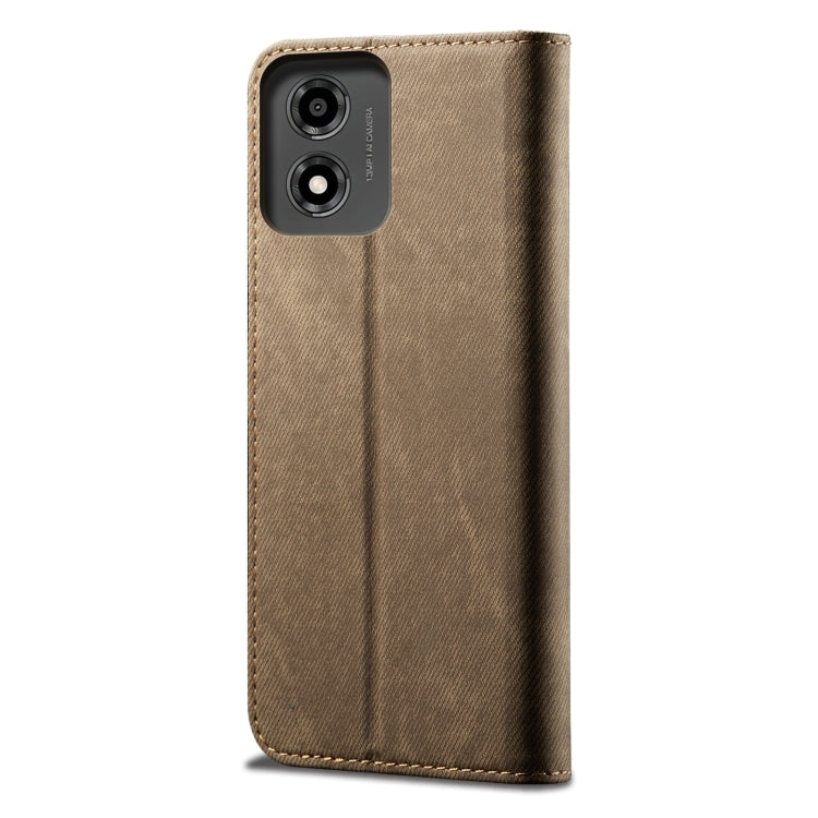For Motorola Moto E14 Denim Texture Flip Leather Phone Case(Khaki) - free shipping - PMC TechLife - Order now!