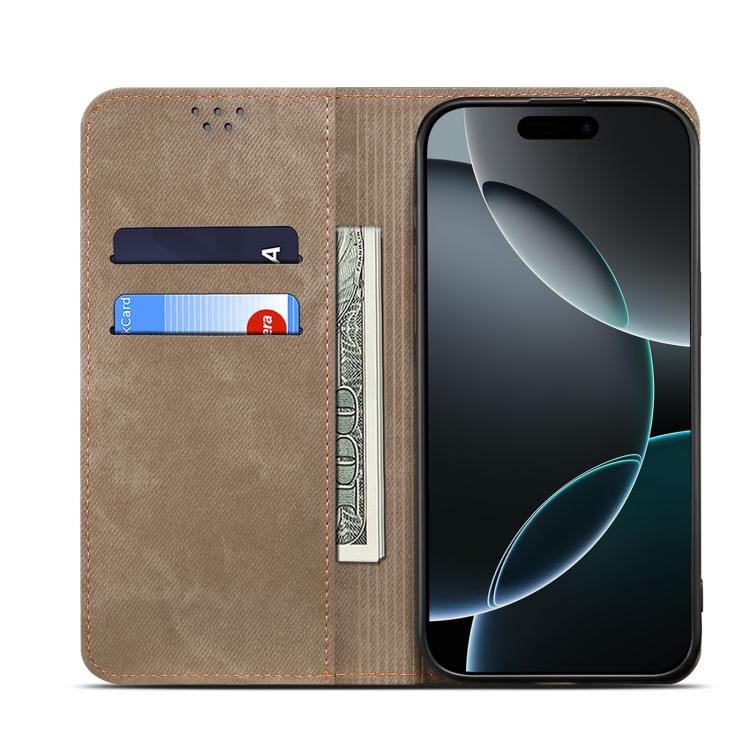 For Motorola Moto G86 5G Denim Texture Flip Leather Phone Case(Khaki) - free shipping - PMC TechLife - Order now!