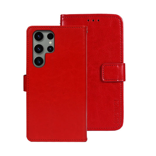 For Samsung Galaxy S24 Ultra 5G idewei Crazy Horse Texture Leather Phone Case(Red) - Galaxy S24 Ultra 5G Cases by idewei | Online Shopping South Africa | PMC Jewellery | Buy Now Pay Later Mobicred