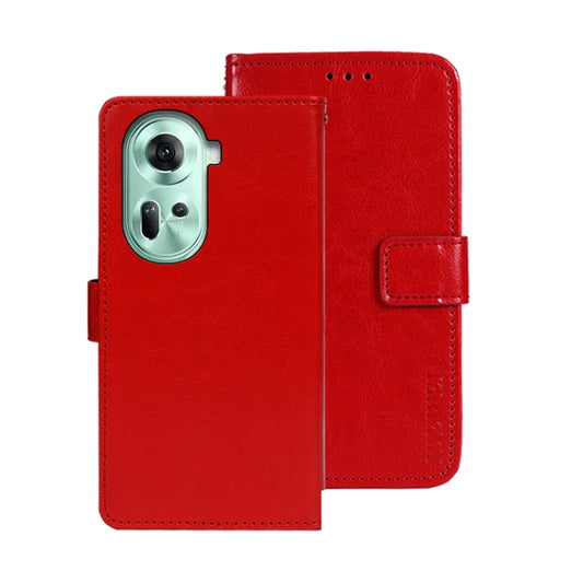 For OPPO Reno11 5G Global idewei Crazy Horse Texture Leather Phone Case with Holder(Red) - Reno11 Cases by idewei | Online Shopping South Africa | PMC Jewellery | Buy Now Pay Later Mobicred