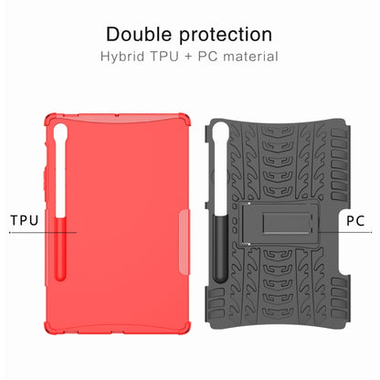 For Samsung Galaxy Tab S9 FE Tire Texture TPU + PC Tablet Case with Holder(Red) - Galaxy Tab S9 FE by PMC Jewellery | Online Shopping South Africa | PMC Jewellery | Buy Now Pay Later Mobicred