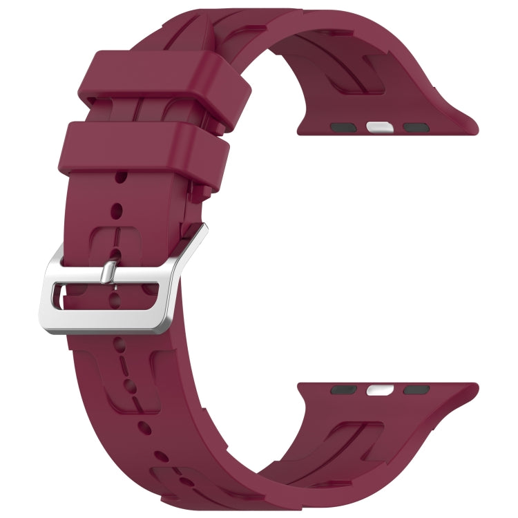 For Apple Watch Series 4 40mm H Texture Silicone Ladder Buckle Watch Band(Wine Red) - Watch Bands by PMC Jewellery | Online Shopping South Africa | PMC Jewellery