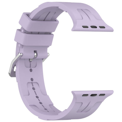 For Apple Watch Series 3 42mm H Texture Silicone Ladder Buckle Watch Band(Purple) - Watch Bands by PMC Jewellery | Online Shopping South Africa | PMC Jewellery