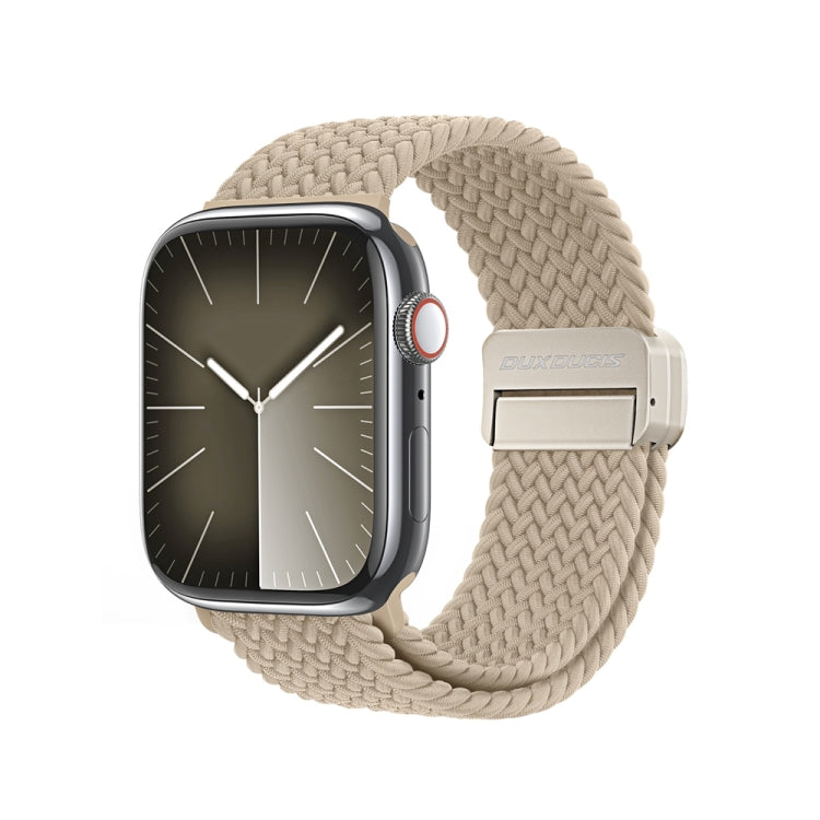 For Apple Watch Series 8 45mm DUX DUCIS Mixture Pro Series Magnetic Buckle Nylon Braid Watch Band(Beige) - Watch Bands by DUX DUCIS | Online Shopping South Africa | PMC Jewellery | Buy Now Pay Later Mobicred