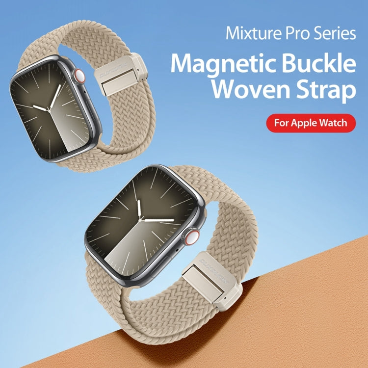 For Apple Watch Series 8 45mm DUX DUCIS Mixture Pro Series Magnetic Buckle Nylon Braid Watch Band(Beige) - Watch Bands by DUX DUCIS | Online Shopping South Africa | PMC Jewellery | Buy Now Pay Later Mobicred