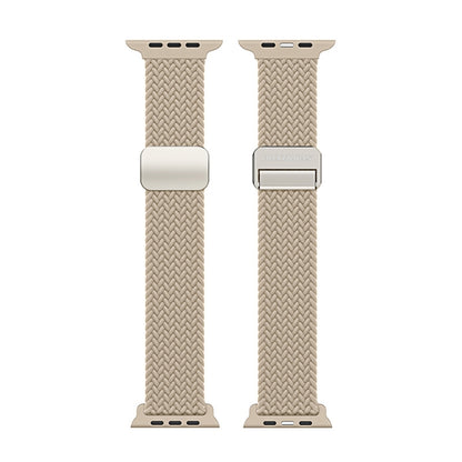 For Apple Watch SE 44mm DUX DUCIS Mixture Pro Series Magnetic Buckle Nylon Braid Watch Band(Beige) - Watch Bands by DUX DUCIS | Online Shopping South Africa | PMC Jewellery | Buy Now Pay Later Mobicred