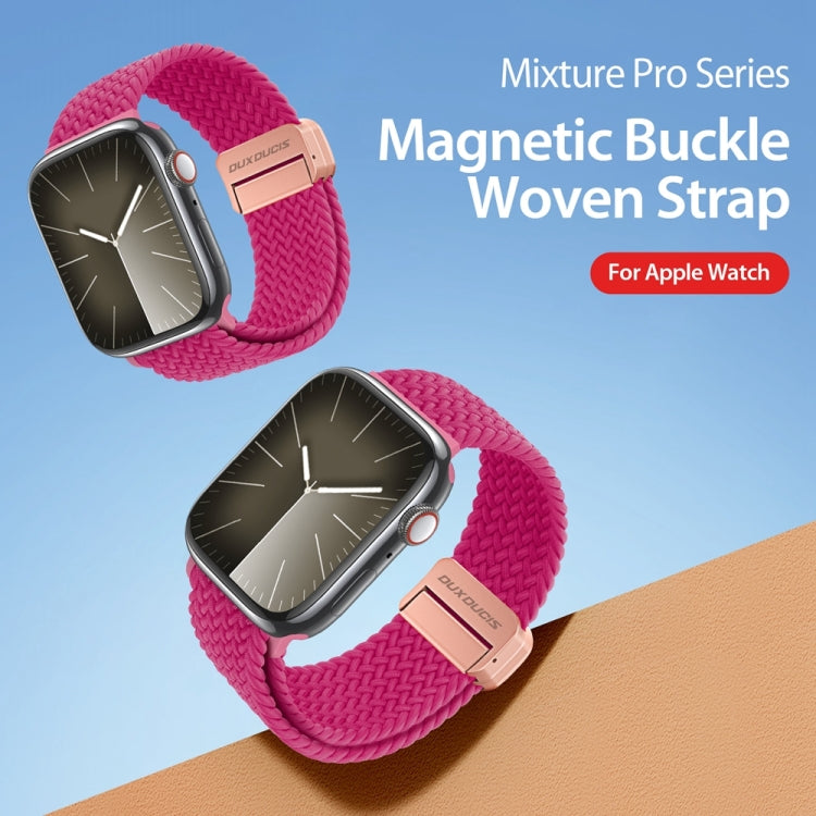 For Apple Watch 38mm DUX DUCIS Mixture Pro Series Magnetic Buckle Nylon Braid Watch Band(Raspberry Color) - Watch Bands by DUX DUCIS | Online Shopping South Africa | PMC Jewellery | Buy Now Pay Later Mobicred