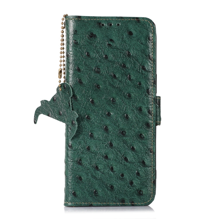 For Honor X5 Plus Ostrich Pattern Genuine Leather RFID Phone Case(Green) - Honor Cases by PMC TechLife | Online Shopping South Africa | PMC TechLife | Buy Now Pay Later Mobicred