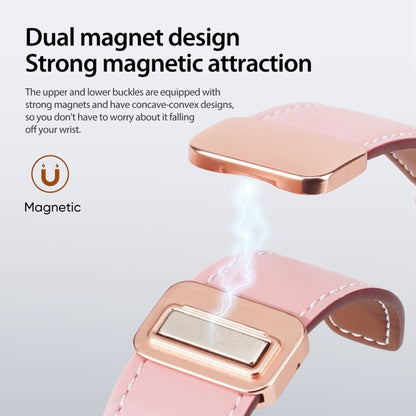 For Apple Watch SE 2023 44mm DUX DUCIS YA Series Magnetic Buckle Genuine Leather Watch Band(Pink) - Watch Bands by DUX DUCIS | Online Shopping South Africa | PMC Jewellery | Buy Now Pay Later Mobicred