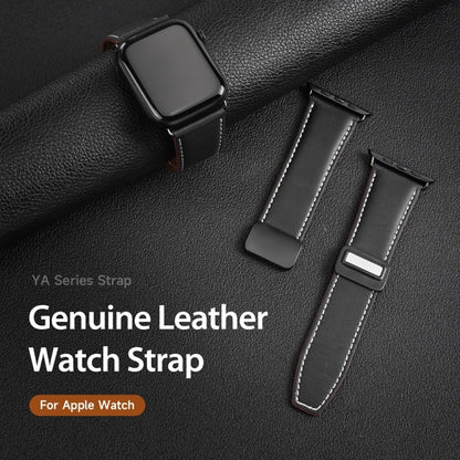 For Apple Watch Series 9 45mm DUX DUCIS YA Series Magnetic Buckle Genuine Leather Watch Band(Black) - Watch Bands by DUX DUCIS | Online Shopping South Africa | PMC Jewellery | Buy Now Pay Later Mobicred