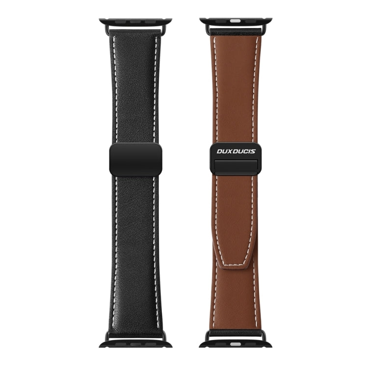 For Apple Watch Ultra 49mm DUX DUCIS YA Series Magnetic Buckle Genuine Leather Watch Band(Black) - Watch Bands by DUX DUCIS | Online Shopping South Africa | PMC Jewellery | Buy Now Pay Later Mobicred