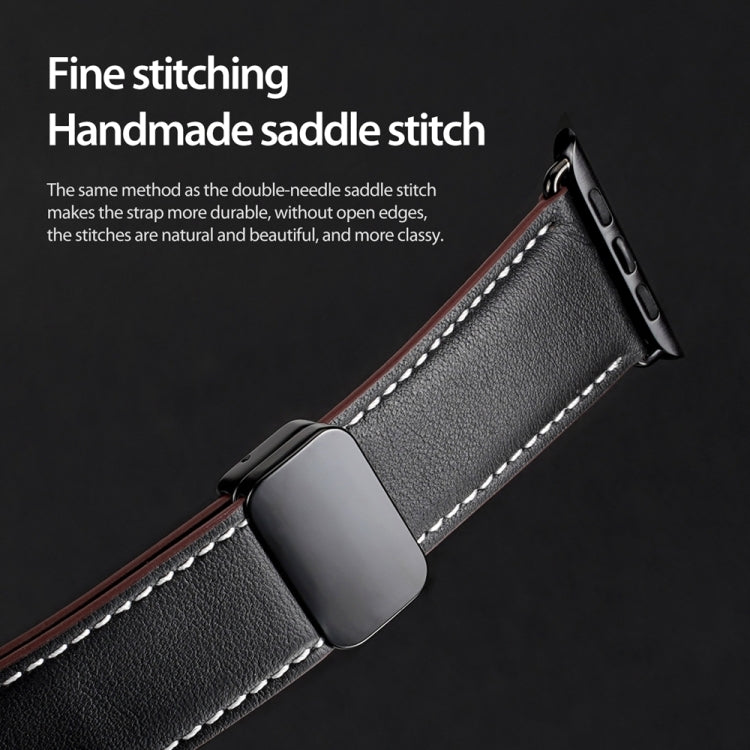 For Apple Watch Ultra 49mm DUX DUCIS YA Series Magnetic Buckle Genuine Leather Watch Band(Black) - Watch Bands by DUX DUCIS | Online Shopping South Africa | PMC Jewellery | Buy Now Pay Later Mobicred