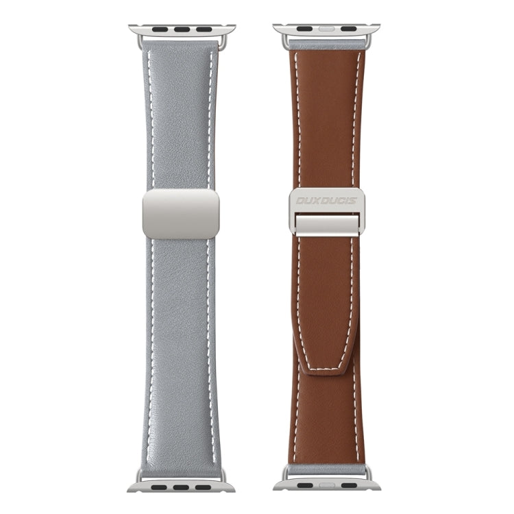 For Apple Watch SE 2022 40mm DUX DUCIS YA Series Magnetic Buckle Genuine Leather Watch Band(Grey) - Watch Bands by DUX DUCIS | Online Shopping South Africa | PMC Jewellery | Buy Now Pay Later Mobicred