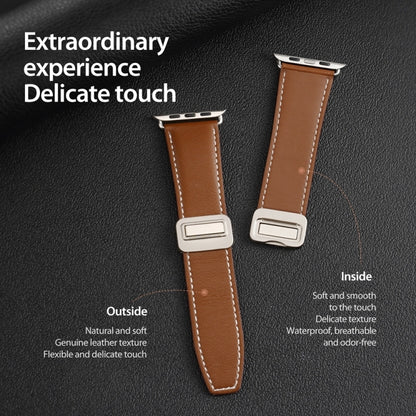 For Apple Watch SE 2022 44mm DUX DUCIS YA Series Magnetic Buckle Genuine Leather Watch Band(Brown) - Watch Bands by DUX DUCIS | Online Shopping South Africa | PMC Jewellery | Buy Now Pay Later Mobicred