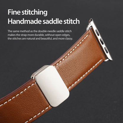 For Apple Watch Series 7 45mm DUX DUCIS YA Series Magnetic Buckle Genuine Leather Watch Band(Brown) - Watch Bands by DUX DUCIS | Online Shopping South Africa | PMC Jewellery | Buy Now Pay Later Mobicred