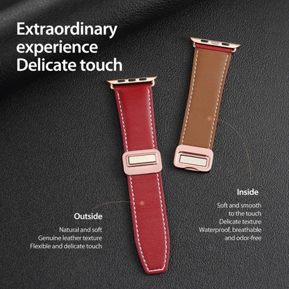 For Apple Watch Series 6 44mm DUX DUCIS YA Series Magnetic Buckle Genuine Leather Watch Band(Red) - Watch Bands by DUX DUCIS | Online Shopping South Africa | PMC Jewellery | Buy Now Pay Later Mobicred