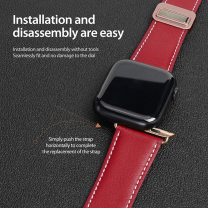 For Apple Watch Series 6 44mm DUX DUCIS YA Series Magnetic Buckle Genuine Leather Watch Band(Red) - Watch Bands by DUX DUCIS | Online Shopping South Africa | PMC Jewellery | Buy Now Pay Later Mobicred