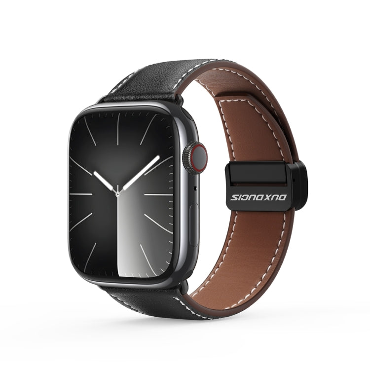 For Apple Watch Series 5 40mm DUX DUCIS YA Series Magnetic Buckle Genuine Leather Watch Band(Black) - Watch Bands by DUX DUCIS | Online Shopping South Africa | PMC Jewellery | Buy Now Pay Later Mobicred