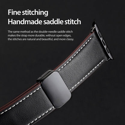 For Apple Watch Series 5 40mm DUX DUCIS YA Series Magnetic Buckle Genuine Leather Watch Band(Black) - Watch Bands by DUX DUCIS | Online Shopping South Africa | PMC Jewellery | Buy Now Pay Later Mobicred