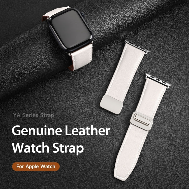 For Apple Watch Series 3 42mm DUX DUCIS YA Series Magnetic Buckle Genuine Leather Watch Band(White) - Watch Bands by DUX DUCIS | Online Shopping South Africa | PMC Jewellery | Buy Now Pay Later Mobicred