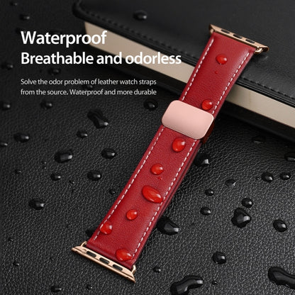 For Apple Watch Series 2 42mm DUX DUCIS YA Series Magnetic Buckle Genuine Leather Watch Band(Red) - Watch Bands by DUX DUCIS | Online Shopping South Africa | PMC Jewellery | Buy Now Pay Later Mobicred