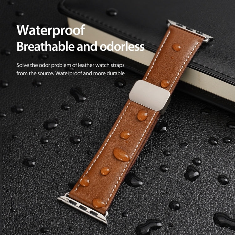 For Apple Watch 42mm DUX DUCIS YA Series Magnetic Buckle Genuine Leather Watch Band(Brown) - Watch Bands by DUX DUCIS | Online Shopping South Africa | PMC Jewellery | Buy Now Pay Later Mobicred