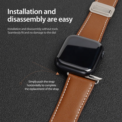 For Apple Watch 42mm DUX DUCIS YA Series Magnetic Buckle Genuine Leather Watch Band(Brown) - Watch Bands by DUX DUCIS | Online Shopping South Africa | PMC Jewellery | Buy Now Pay Later Mobicred