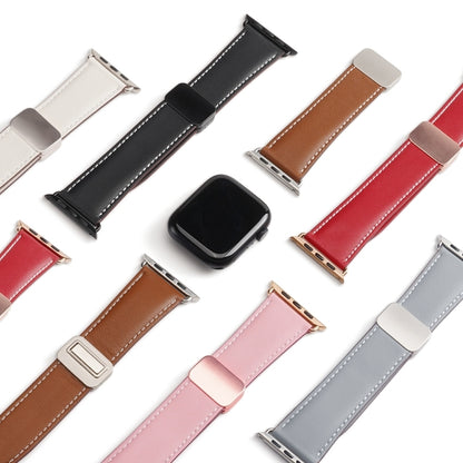 For Apple Watch Series 9 45mm DUX DUCIS YA Series Magnetic Buckle Genuine Leather Watch Band(Black) - Watch Bands by DUX DUCIS | Online Shopping South Africa | PMC Jewellery | Buy Now Pay Later Mobicred