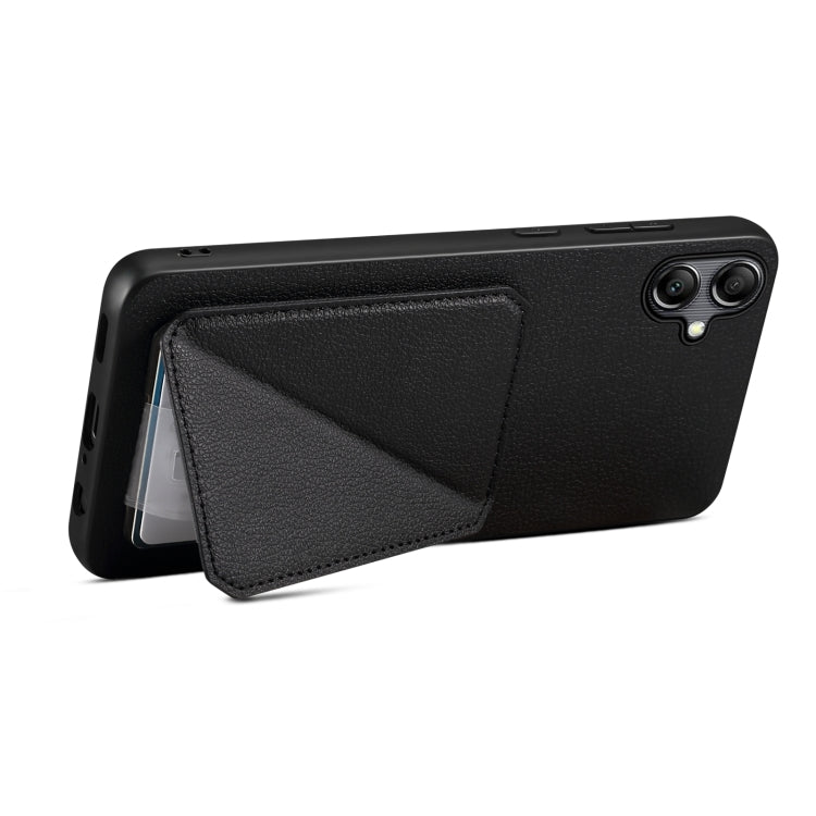 For Samsung Galaxy S24 Ultra 5G Denior Imitation Calf Leather Back Phone Case with Holder(Black) - Galaxy S24 Ultra 5G Cases by Denior | Online Shopping South Africa | PMC Jewellery | Buy Now Pay Later Mobicred