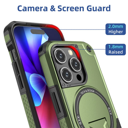 For iPhone 13 MagSafe Holder Armor PC Hybrid TPU Phone Case(Army Green) - iPhone 13 Cases by PMC Jewellery | Online Shopping South Africa | PMC Jewellery