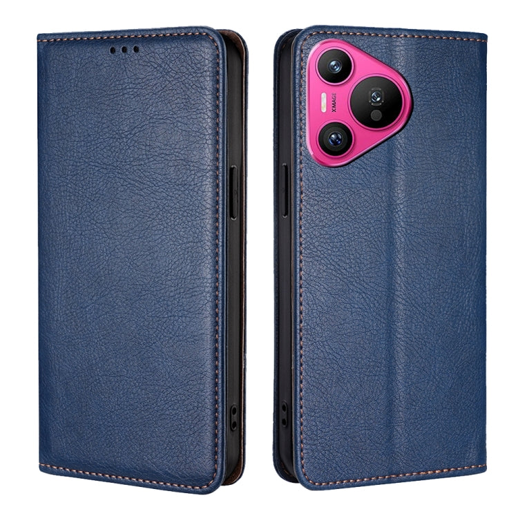 For Huawei Pura 70 Gloss Oil Solid Color Magnetic Leather Phone Case(Blue) - Huawei Cases by PMC Jewellery | Online Shopping South Africa | PMC Jewellery | Buy Now Pay Later Mobicred